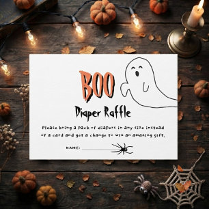 Cute Ghost Little Boo Baby Shower Diaper Raffle Enclosure Card