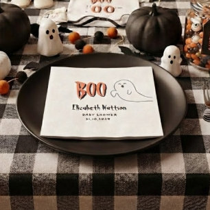 Cute Ghost Little Boo Halloween Baby Shower Napkin