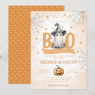 Cute Ghost Little Boo Is Almost Due Baby Shower Invitation