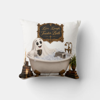 Cute Ghost Live Laugh Toaster Bath Throw Pillow
