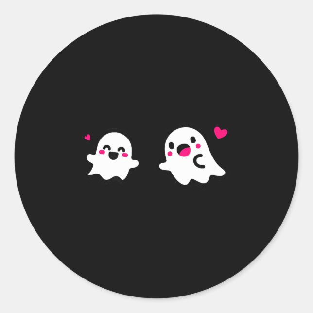 Cute ghost love  classic round sticker (Front)