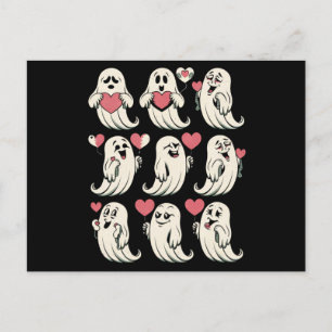 Cute Ghost Lover Heart Valentines Day Funny Couple Postcard