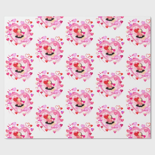 Cute Ghost Maid Pattern Wrapping Paper (Flat)