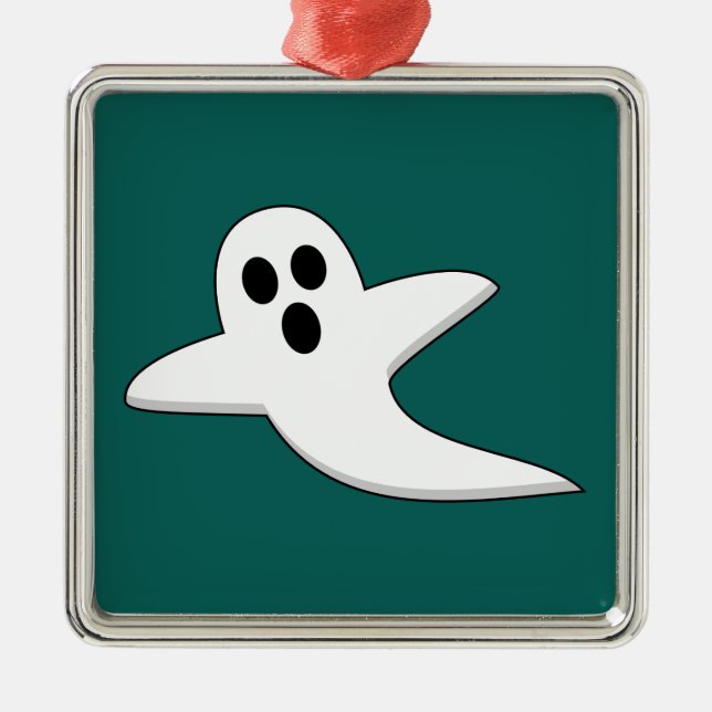 Cute Ghost Metal Ornament (Front)