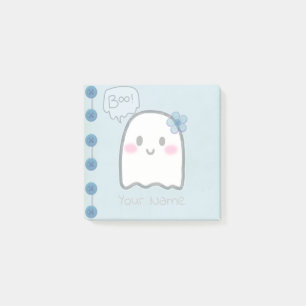 Cute Ghost Name Watercolor Blue Post-It Notes