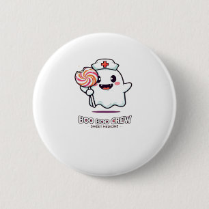 Cute Ghost Nurse Boo Boo Crew Halloween Classic T- 2 Inch Round Button