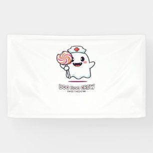 Cute Ghost Nurse Boo Boo Crew Halloween Classic T- Banner