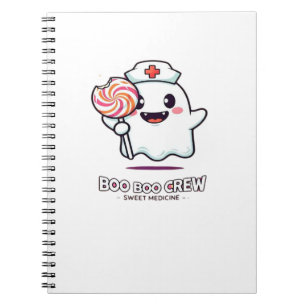 Cute Ghost Nurse Boo Boo Crew Halloween Classic T- Notebook
