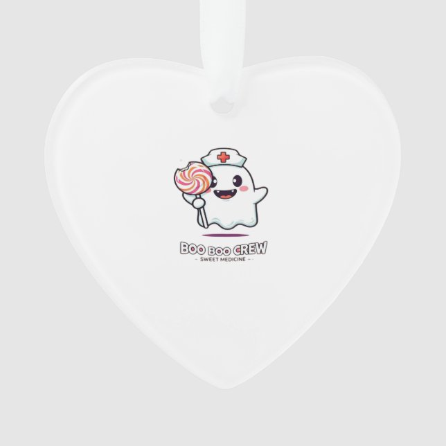 Cute Ghost Nurse Boo Boo Crew Halloween Classic T- Ornament (Front)