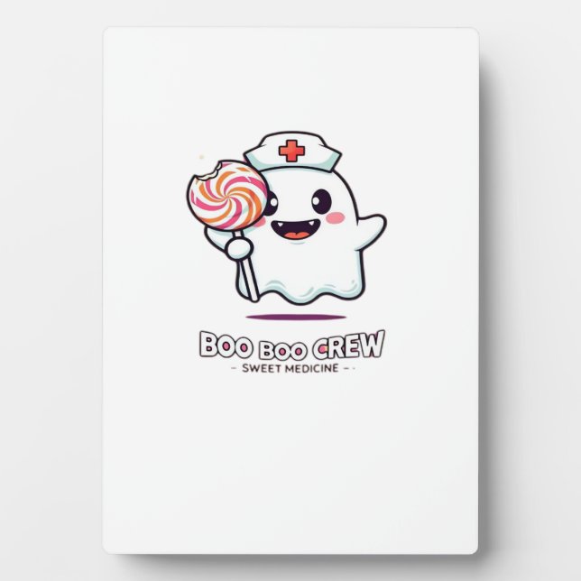 Cute Ghost Nurse Boo Boo Crew Halloween Classic T- Plaque (Front)