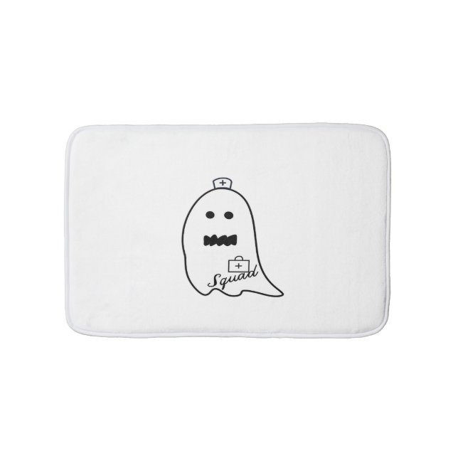 Cute Ghost Nurse Halloween Hand drawn Hospital Sta Bath Mat (Front)