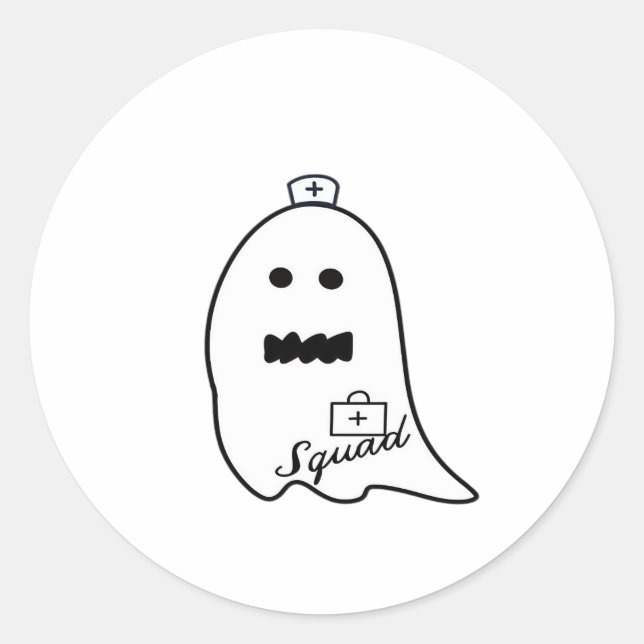 Cute Ghost Nurse Halloween Hand drawn Hospital Sta Classic Round Sticker (Front)