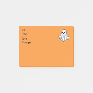 Cute Ghost on Halloween Orange Message Post-it Notes