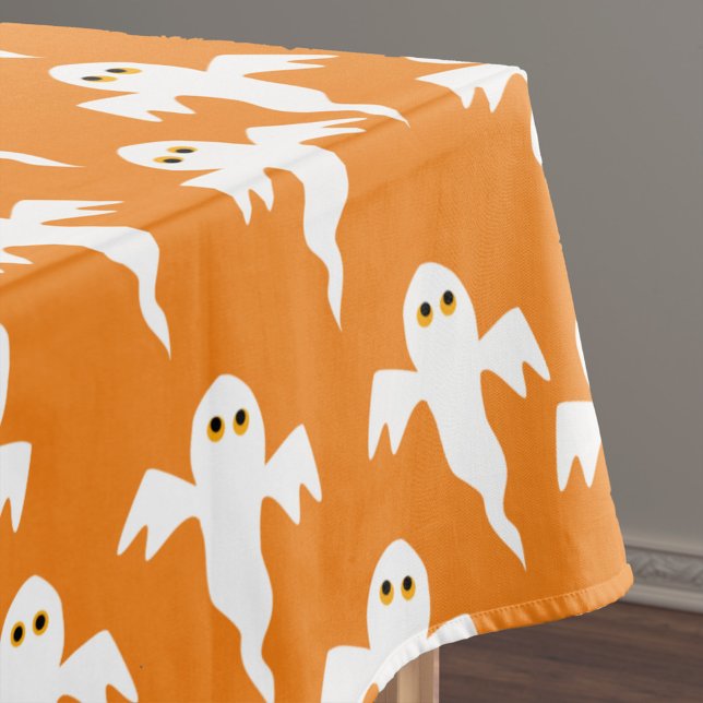 Cute Ghost Orange Halloween Tablecloth (Creator Uploaded)