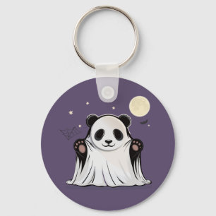 Cute Ghost Panda Under the Moon  Keychain