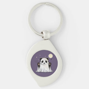 Cute Ghost Panda Under the Moon  Keychain