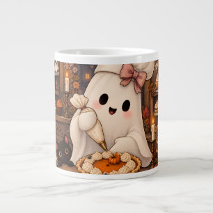 Cute Ghost Pastry Chef Halloween Haunted Bakery Large Coffee Mug