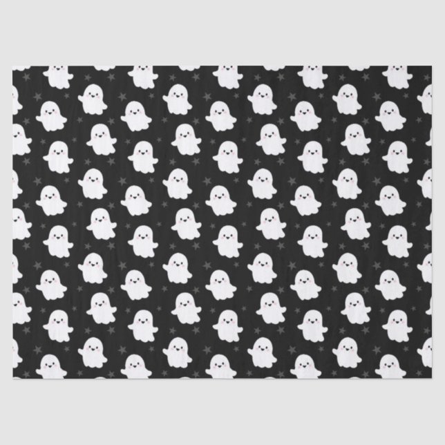 Cute Ghost Pattern – Halloween Seamless Design Tissue Paper (Front)