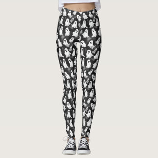 Cute Ghost Pattern Spooky Cozy Halloween Leggings