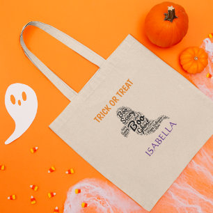 Cute Ghost Personalized Halloween Trick or Treat  Tote Bag