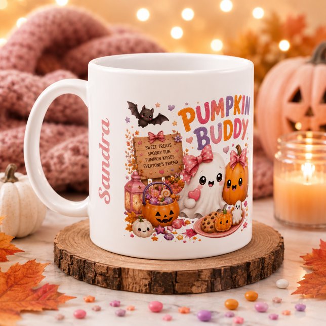Cute Ghost Personalized Pumpkin Season Mug (Creator Uploaded)