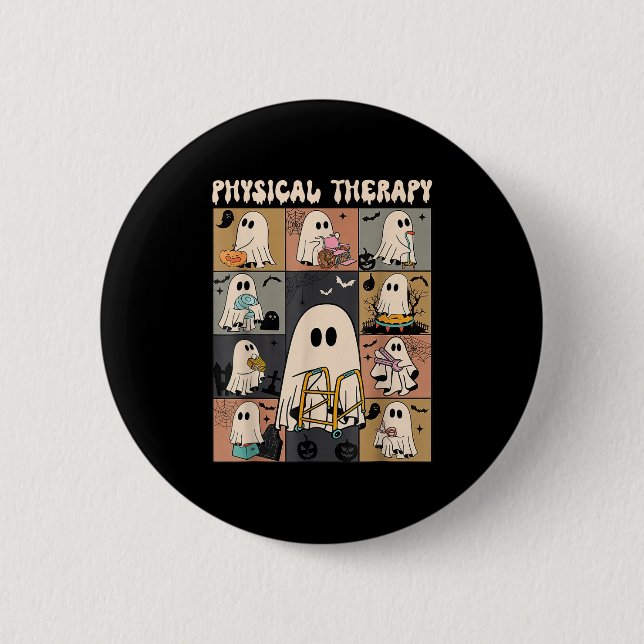 Cute Ghost Physical Therapy Pt Physical Therast Ha 2 Inch Round Button (Front)