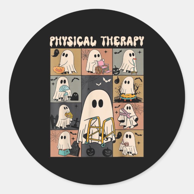 Cute Ghost Physical Therapy Pt Physical Therast Ha Classic Round Sticker (Front)