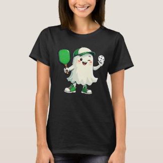 Cute Ghost Pickleball Paddle Halloween Pickleball T-Shirt