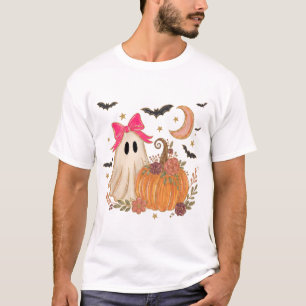 Cute Ghost Pink Bow Halloween T-Shirt