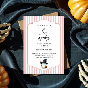 Cute ghost pink Two Spooky 2nd Birthday Invitation