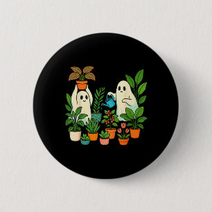 Cute Ghost Plant Lady Spooky Gardener Halloween 2 Inch Round Button