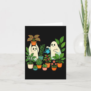 Cute Ghost Plant Lady Spooky Gardener Halloween Card