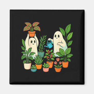 Cute Ghost Plant Lady Spooky Gardener Halloween Magnet