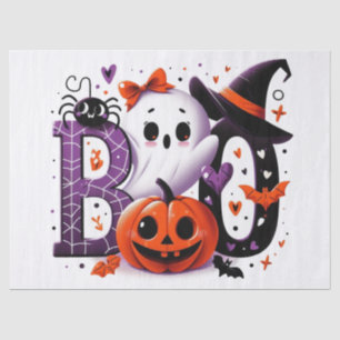Cute Ghost & Pumpkin 'Boo' Halloween Decoupage Tissue Paper