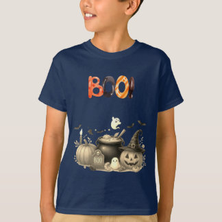 Cute Ghost & Pumpkin BOO Kids Halloween T-Shirt