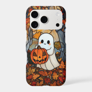 Cute Ghost Pumpkin Fall Phone Case - Autumn Leaves