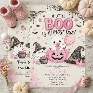 Cute Ghost Pumpkin Girl Autumn Baby Shower  Invitation