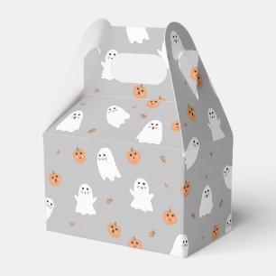 Cute Ghost & Pumpkin Grey Halloween Pattern Favor Box