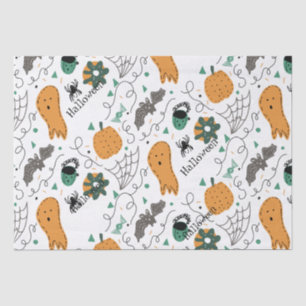 Cute Ghost Pumpkin Halloween Doodles Illustrations Tissue Paper