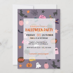 Cute Ghost & Pumpkin Halloween Invitation