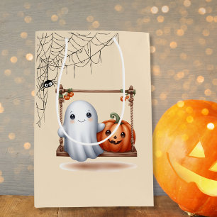 Cute Ghost Pumpkin Halloween  Medium Gift Bag