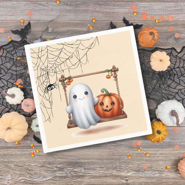 Cute Ghost Pumpkin Halloween  Napkin (Creator Uploaded)