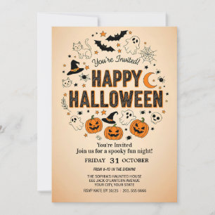 cute ghost & pumpkin halloween party Invitation