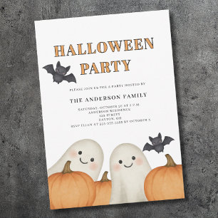 Cute Ghost Pumpkin Halloween Party Invitation