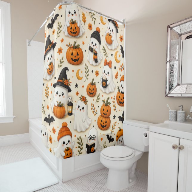 Cute Ghost & Pumpkin Halloween Pattern (In Situ)