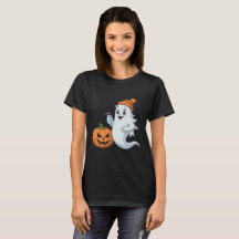 Cute Ghost & Pumpkin Halloween T-Shirt
