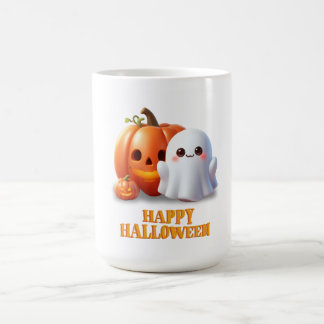 Cute Ghost & Pumpkin Happy Halloween Coffee Mug