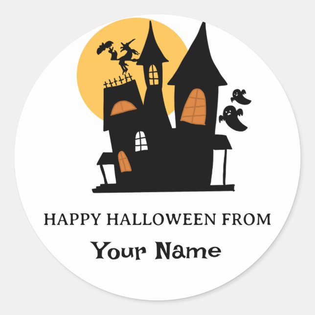 Cute Ghost Pumpkin Happy Halloween Personalized Classic Round Sticker (Front)