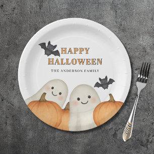 Cute Ghost Pumpkin Personalized Halloween Party  Paper Plate