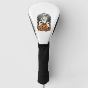 Cute Ghost Pumpkin Shirt Vintage Engraving Hallowe Golf Head Cover